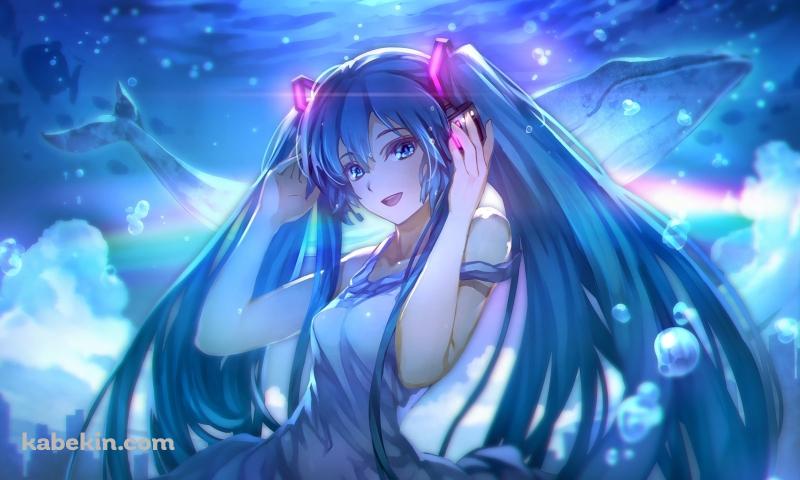 初音ミクと鯨 / ボカロ / ボーカロイドの壁紙(800px x 480px) 高画質 PC・デスクトップ用