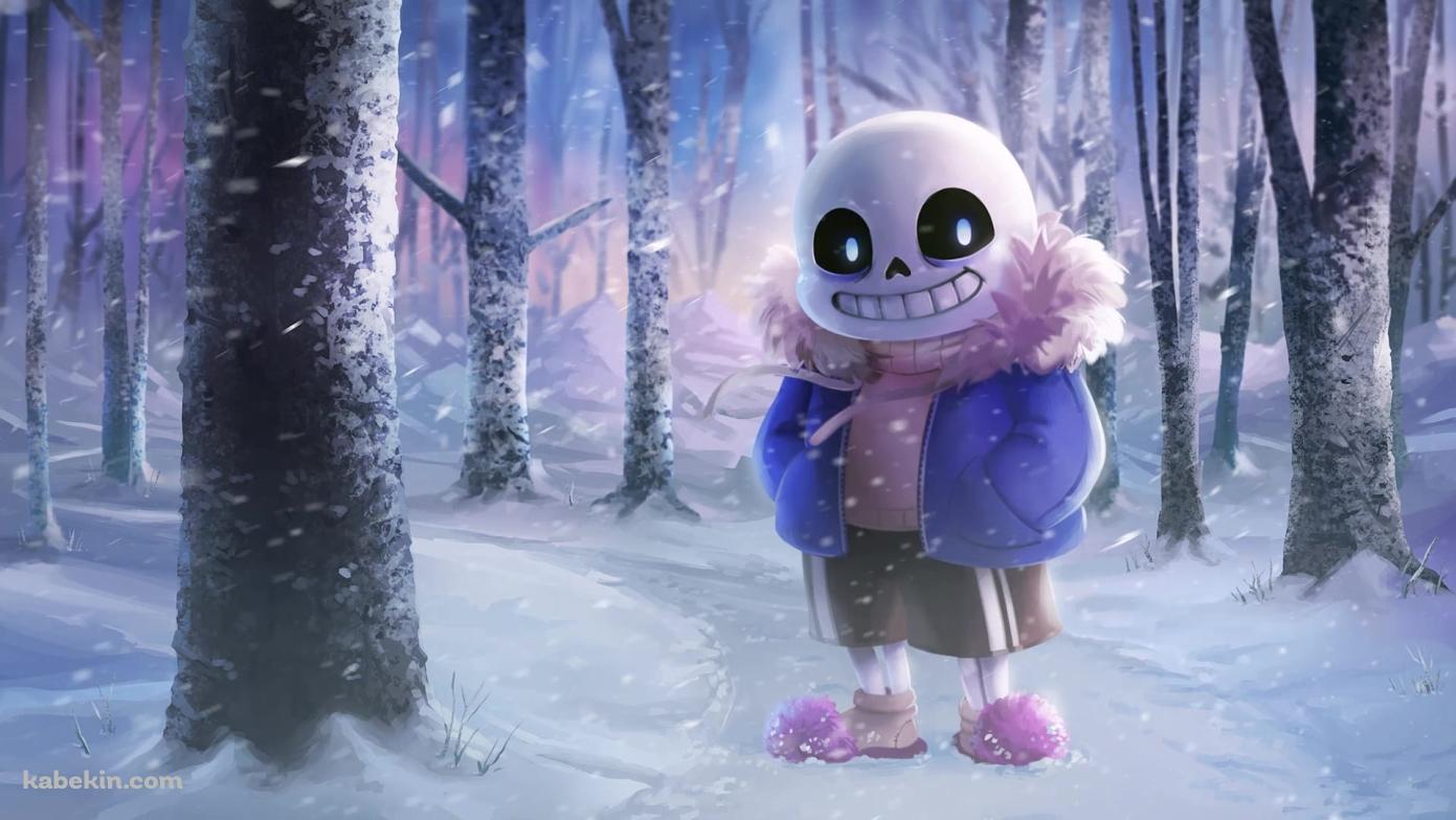 雪の中のサンズ / UNDERTALE / アンダーテールの壁紙(1391px x 783px) 高画質 PC・デスクトップ用