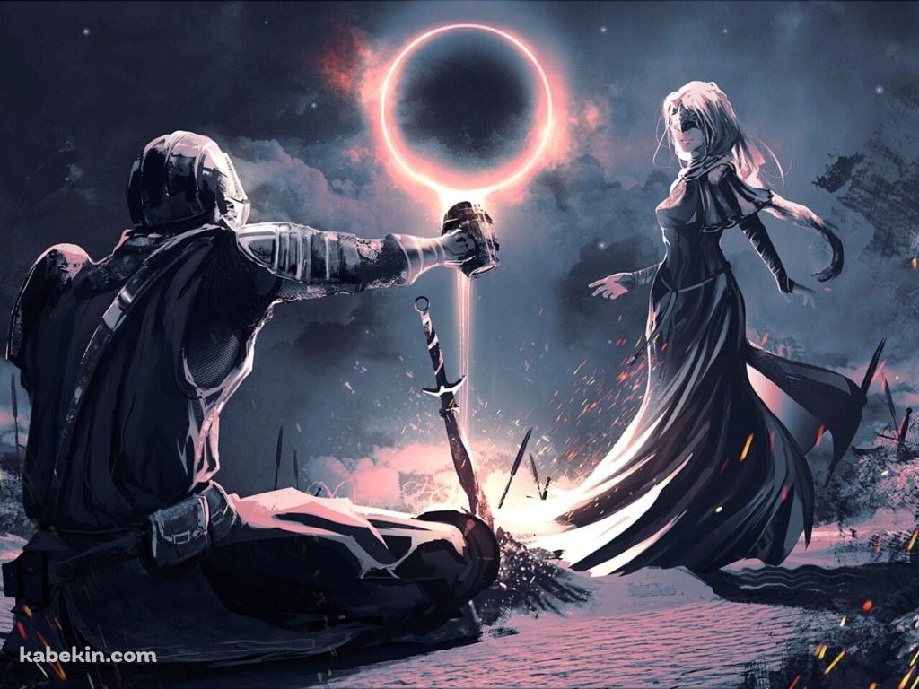 ダークソウル / 黒衣の火防女 / かぼたん / 篝火の壁紙(1024px x 768px) 高画質 PC・デスクトップ用