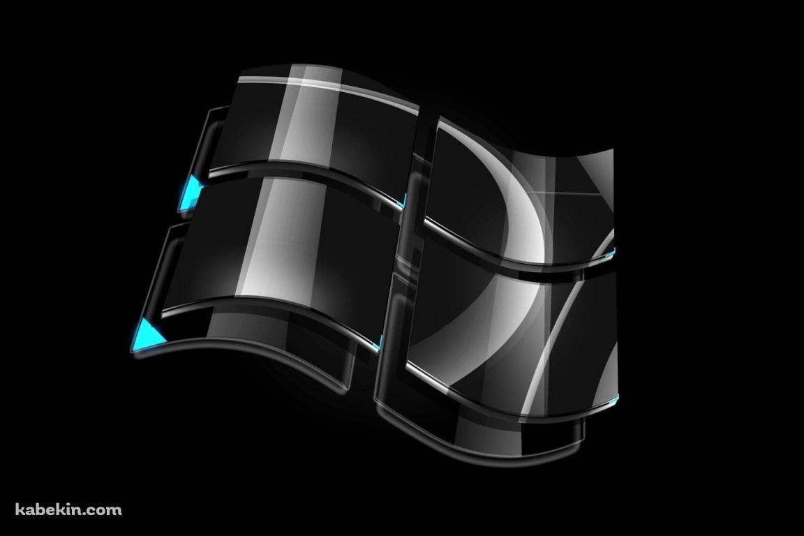 Windows ロゴ / 黒 / 緑の光の壁紙(1152px x 768px) 高画質 PC・デスクトップ用