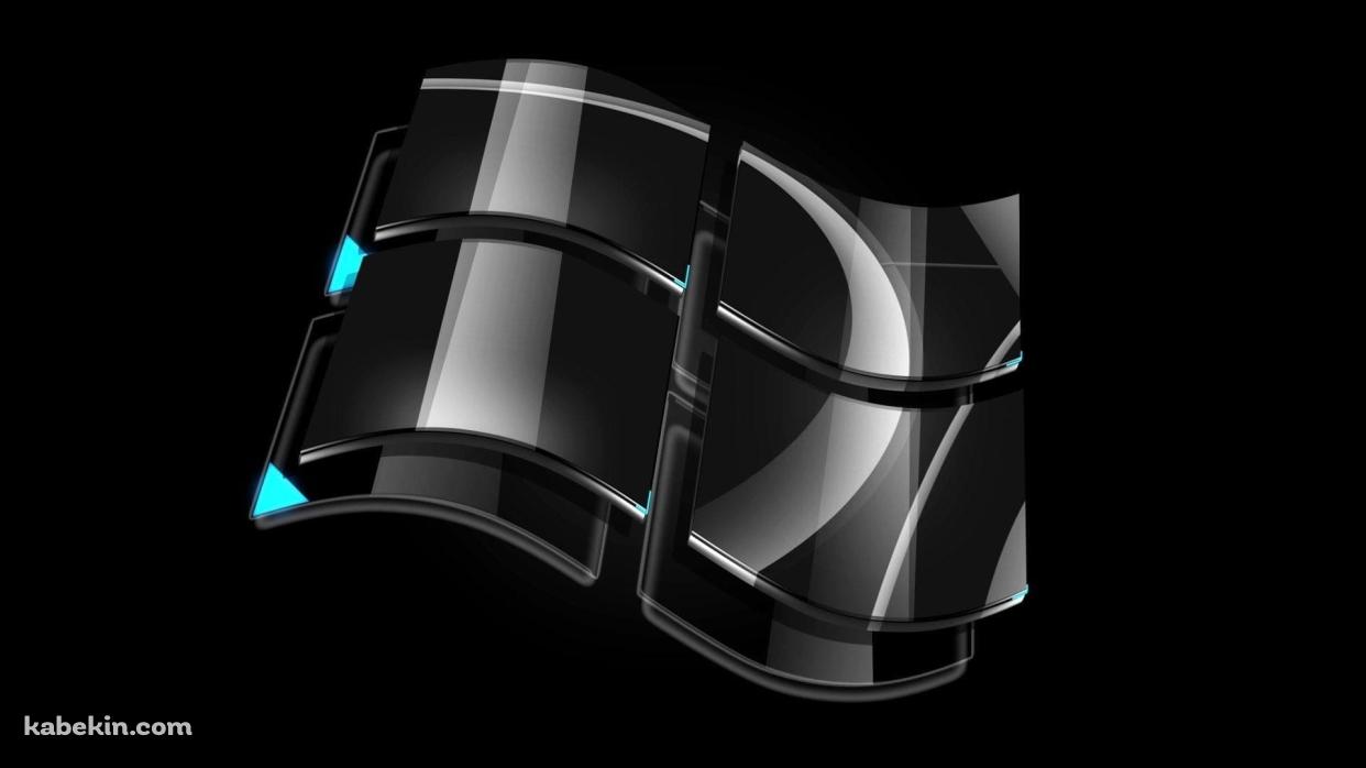 Windows ロゴ / 黒 / 緑の光の壁紙(1242px x 698px) 高画質 PC・デスクトップ用
