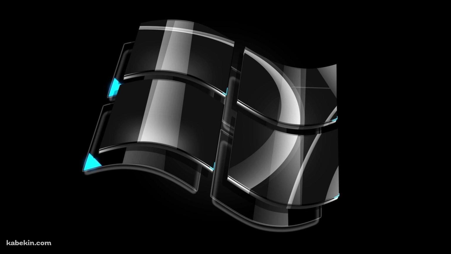 Windows ロゴ / 黒 / 緑の光の壁紙(1536px x 864px) 高画質 PC・デスクトップ用