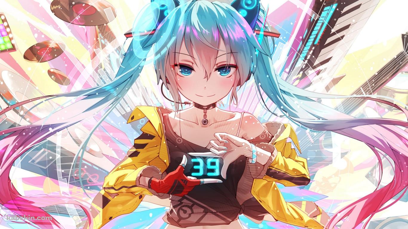めちゃくちゃかわいい初音ミク / ボーカロイド / レコード / エレキギター / キーボード / 39の壁紙(1366px x 768px) 高画質 PC・デスクトップ用