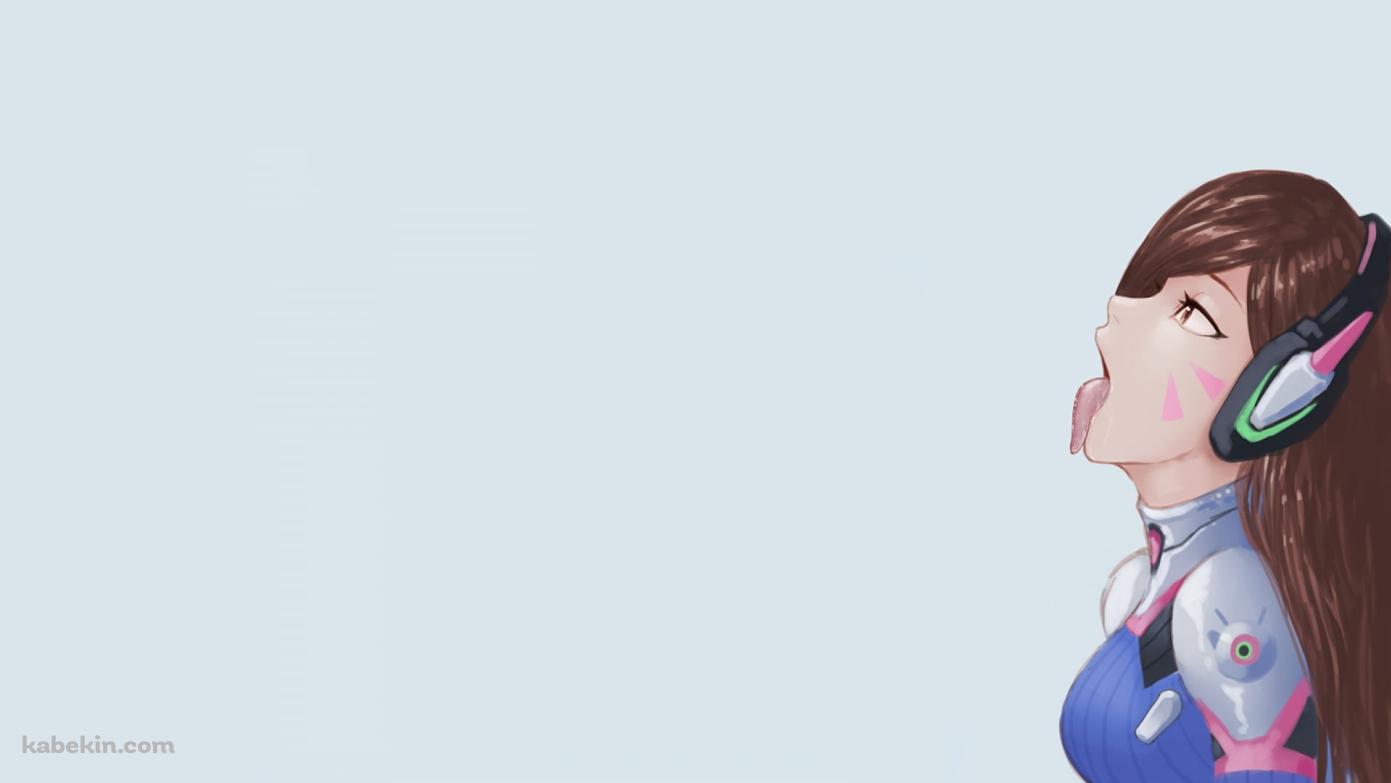 口を大きくあけて舌を出すD.Va / オーバーウォッチ / Overwatchの壁紙(1391px x 783px) 高画質 PC・デスクトップ用