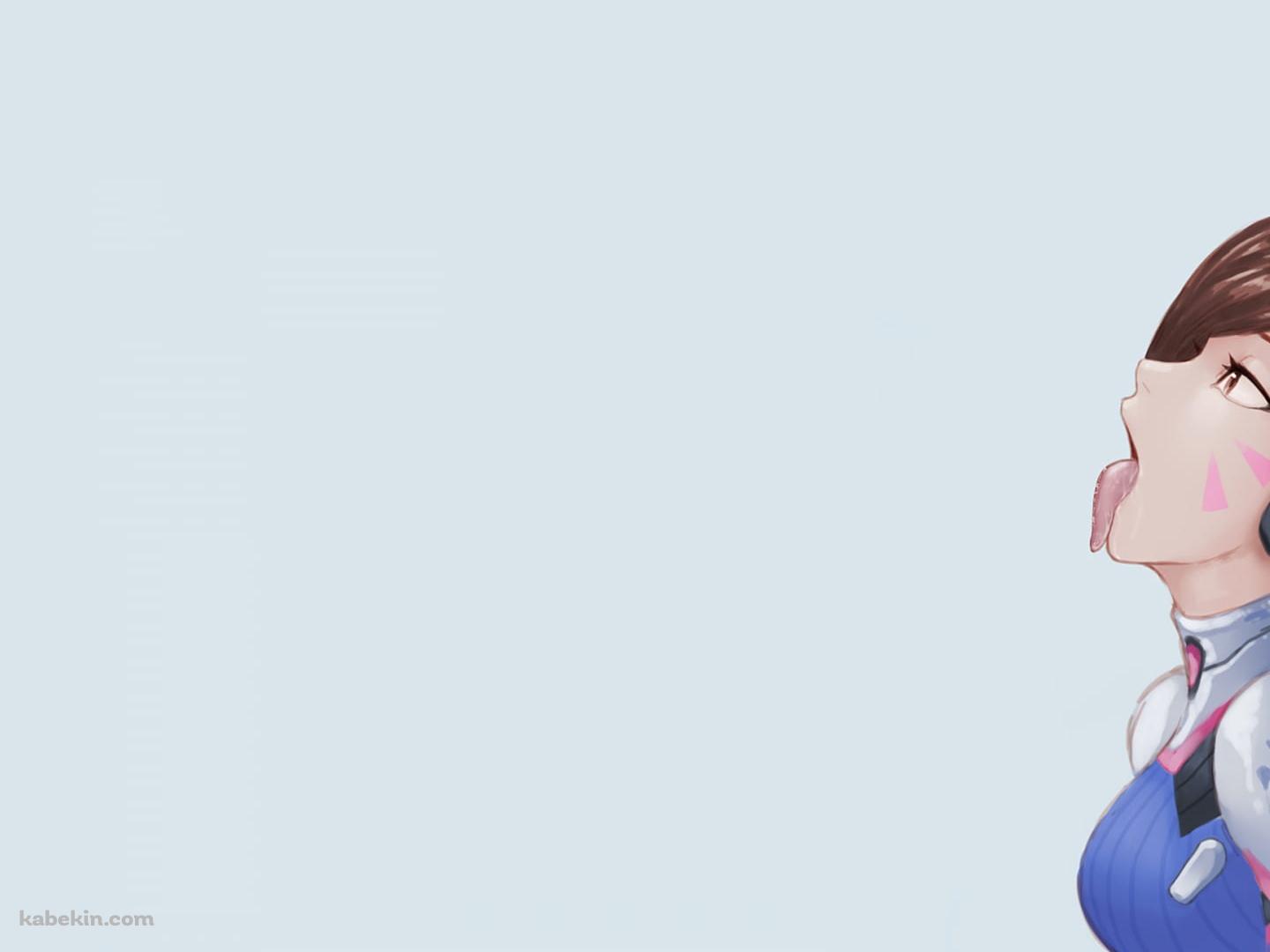 口を大きくあけて舌を出すD.Va / オーバーウォッチ / Overwatchの壁紙(1440px x 1080px) 高画質 PC・デスクトップ用