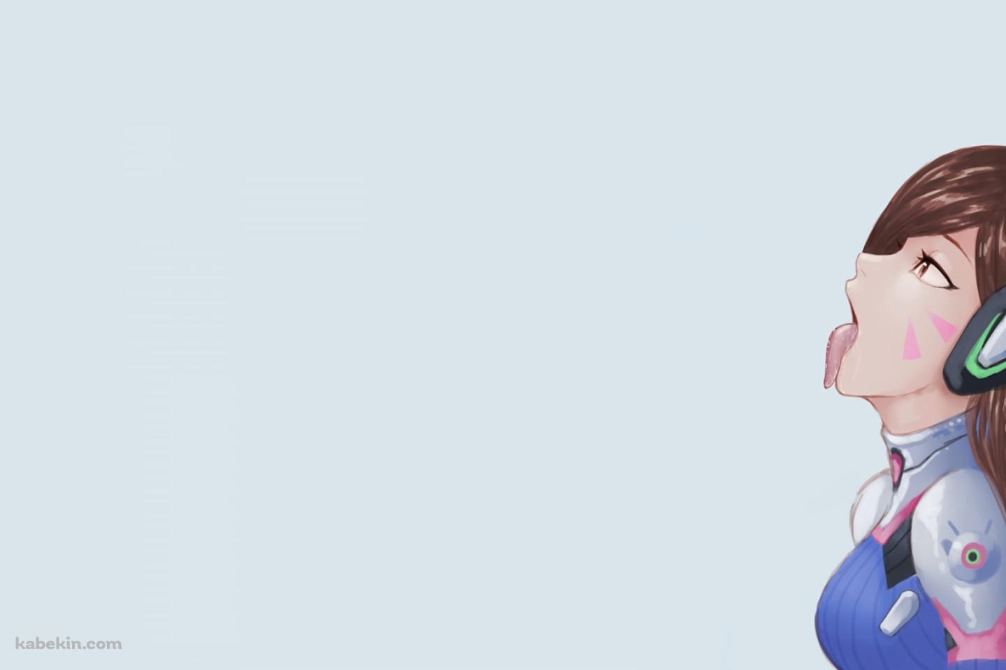 口を大きくあけて舌を出すD.Va / オーバーウォッチ / Overwatchの壁紙(1440px x 960px) 高画質 PC・デスクトップ用