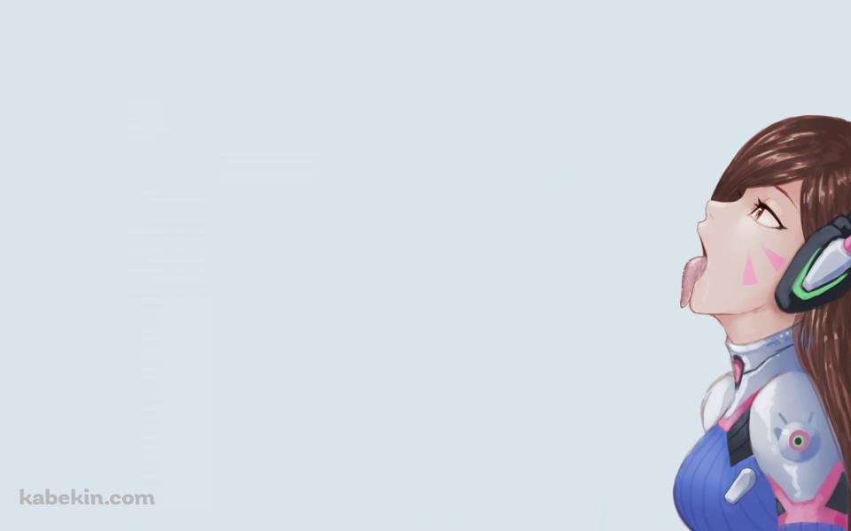 口を大きくあけて舌を出すD.Va / オーバーウォッチ / Overwatchの壁紙(960px x 600px) 高画質 PC・デスクトップ用