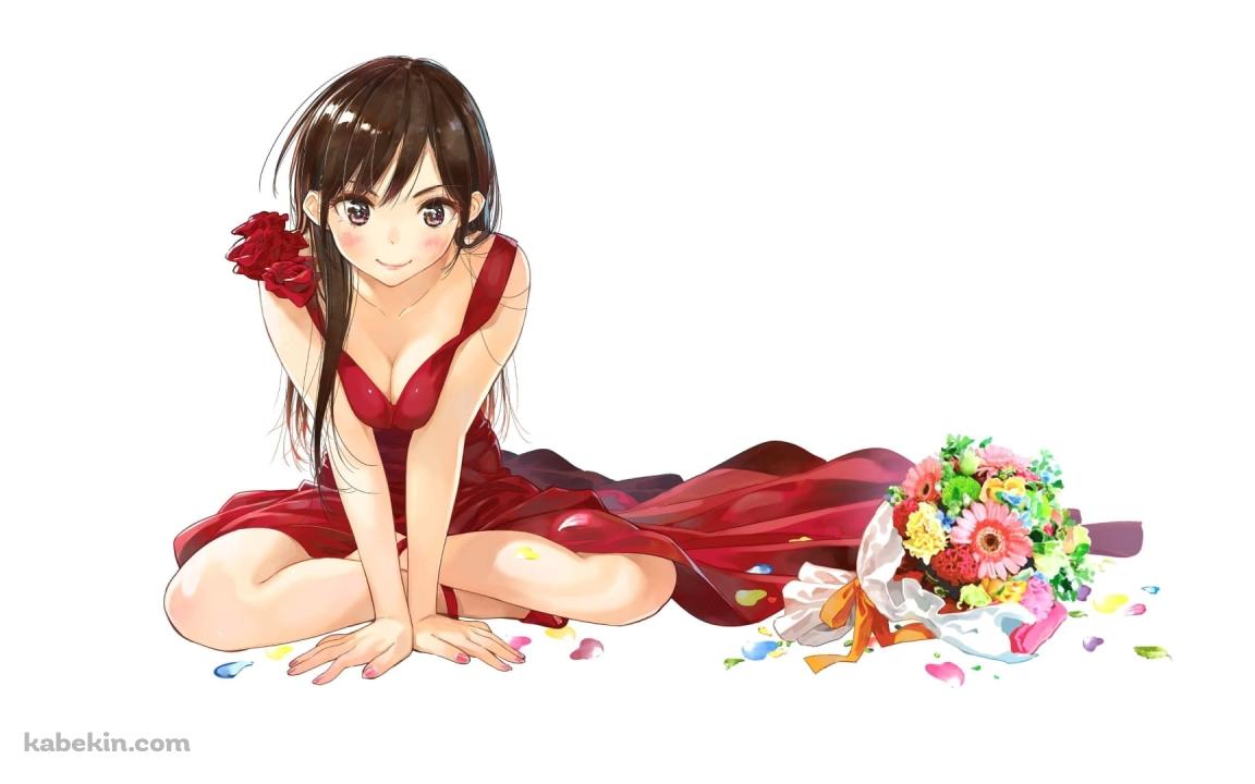 赤いドレスを着たかわいい水原千鶴 / 彼女、お借りします / ファンアート / かわいいの壁紙(1152px x 720px) 高画質 PC・デスクトップ用