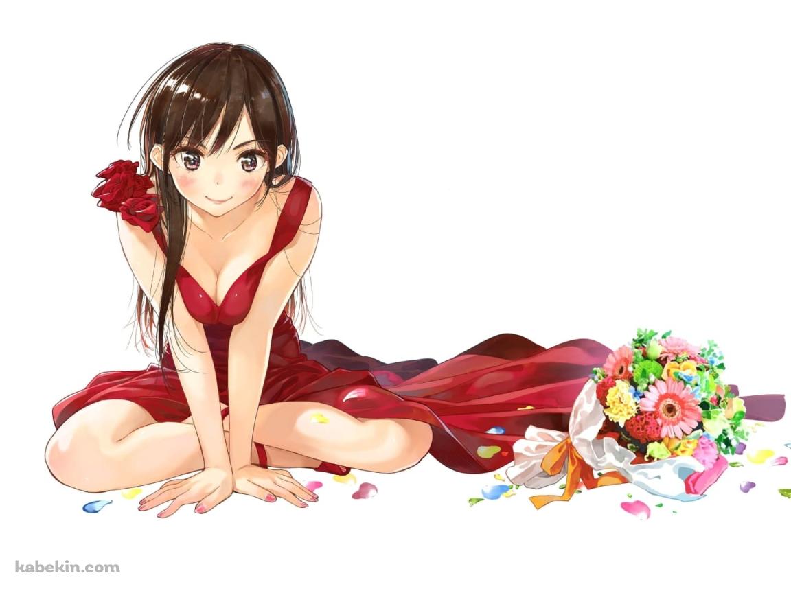 赤いドレスを着たかわいい水原千鶴 / 彼女、お借りします / ファンアート / かわいいの壁紙(1152px x 864px) 高画質 PC・デスクトップ用