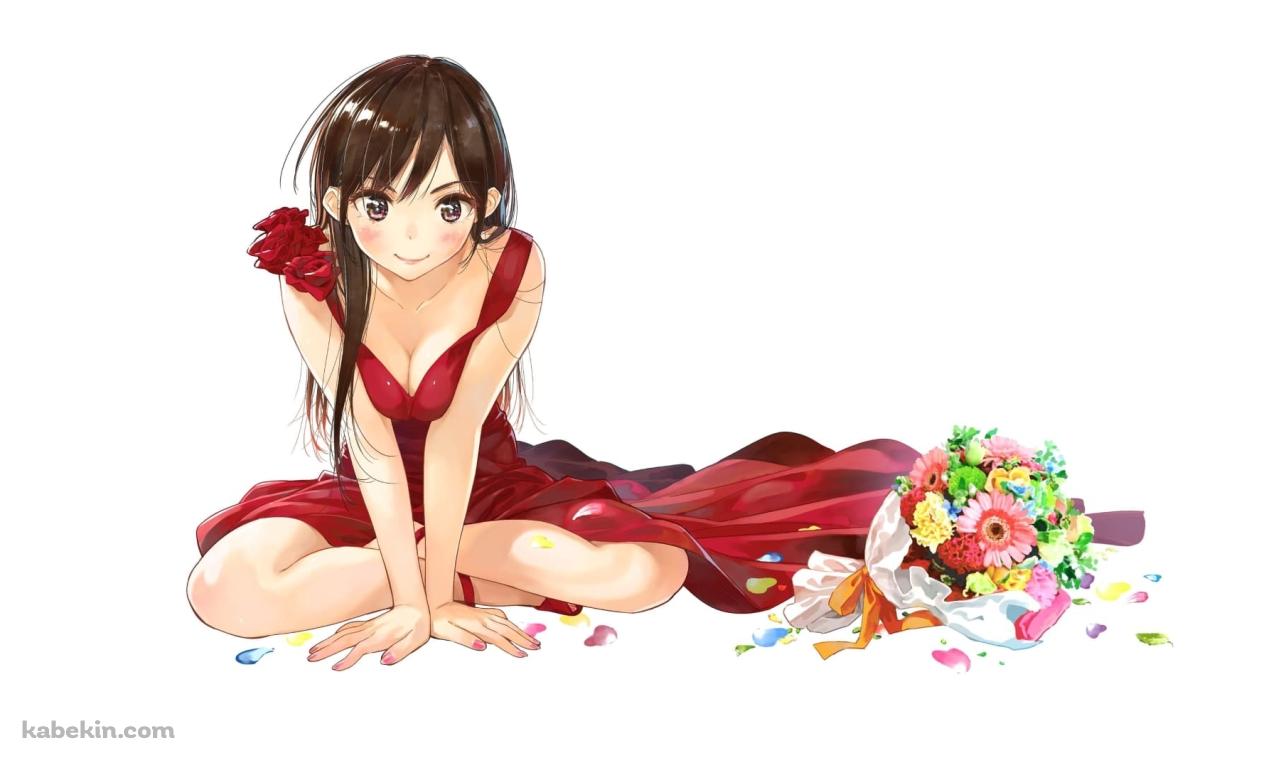 赤いドレスを着たかわいい水原千鶴 / 彼女、お借りします / ファンアート / かわいいの壁紙(1280px x 768px) 高画質 PC・デスクトップ用