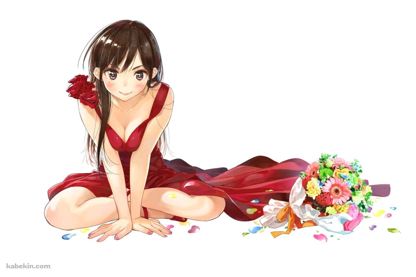 赤いドレスを着たかわいい水原千鶴 / 彼女、お借りします / ファンアート / かわいいの壁紙(1440px x 960px) 高画質 PC・デスクトップ用