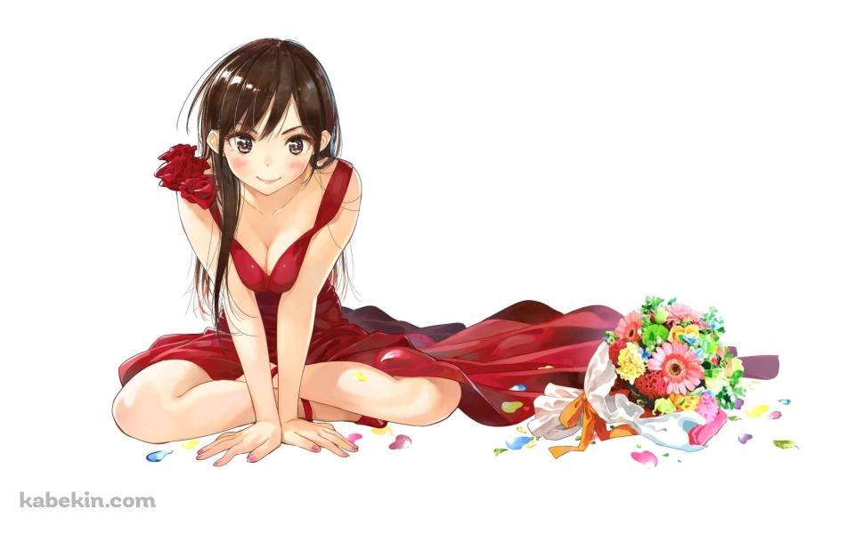赤いドレスを着たかわいい水原千鶴 / 彼女、お借りします / ファンアート / かわいいの壁紙(960px x 600px) 高画質 PC・デスクトップ用