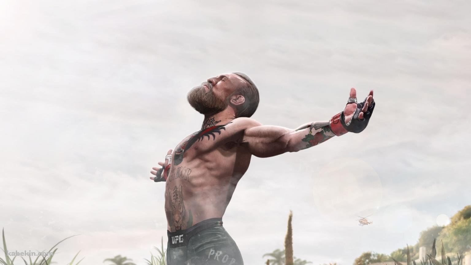 両手を広げるコナー・マクレガー / UFC世界王者 / アイルランド人 / ザ・ノトーリアスの壁紙(1536px x 864px) 高画質 PC・デスクトップ用