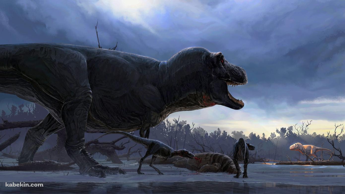 ティラノサウルス / 肉食恐竜 / 白亜紀 / 捕食者の壁紙(1391px x 783px) 高画質 PC・デスクトップ用