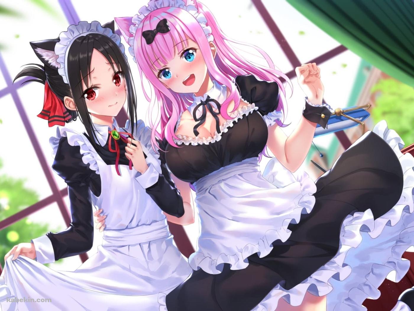 四宮かぐや / 藤原千花 / メイドのコスプレ / ファンアート / かぐや様は告らせたい～天才たちの恋愛頭脳戦～の壁紙(1400px x 1050px) 高画質 PC・デスクトップ用