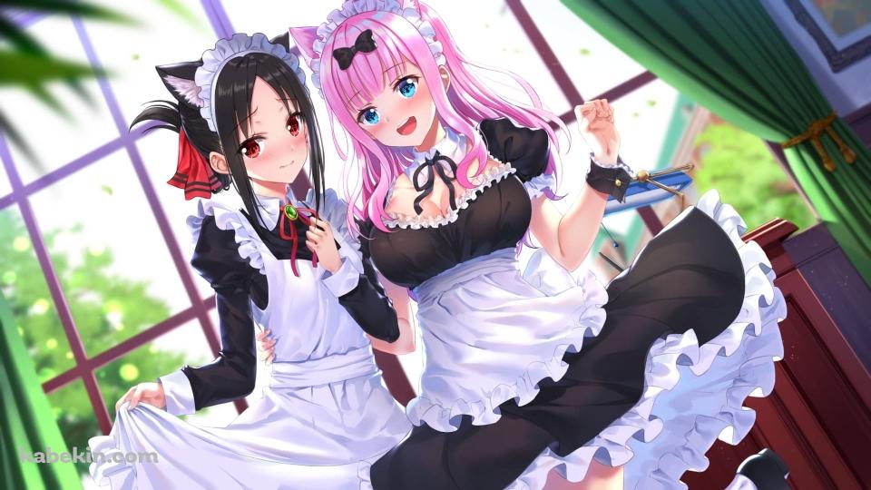 四宮かぐや / 藤原千花 / メイドのコスプレ / ファンアート / かぐや様は告らせたい～天才たちの恋愛頭脳戦～の壁紙(960px x 540px) 高画質 PC・デスクトップ用