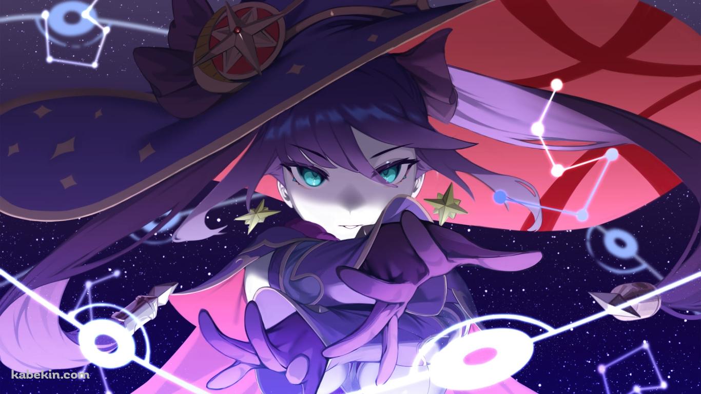魔法を詠唱するモナ / かわいい / ファンアート / 原神インパクトの壁紙(1366px x 768px) 高画質 PC・デスクトップ用