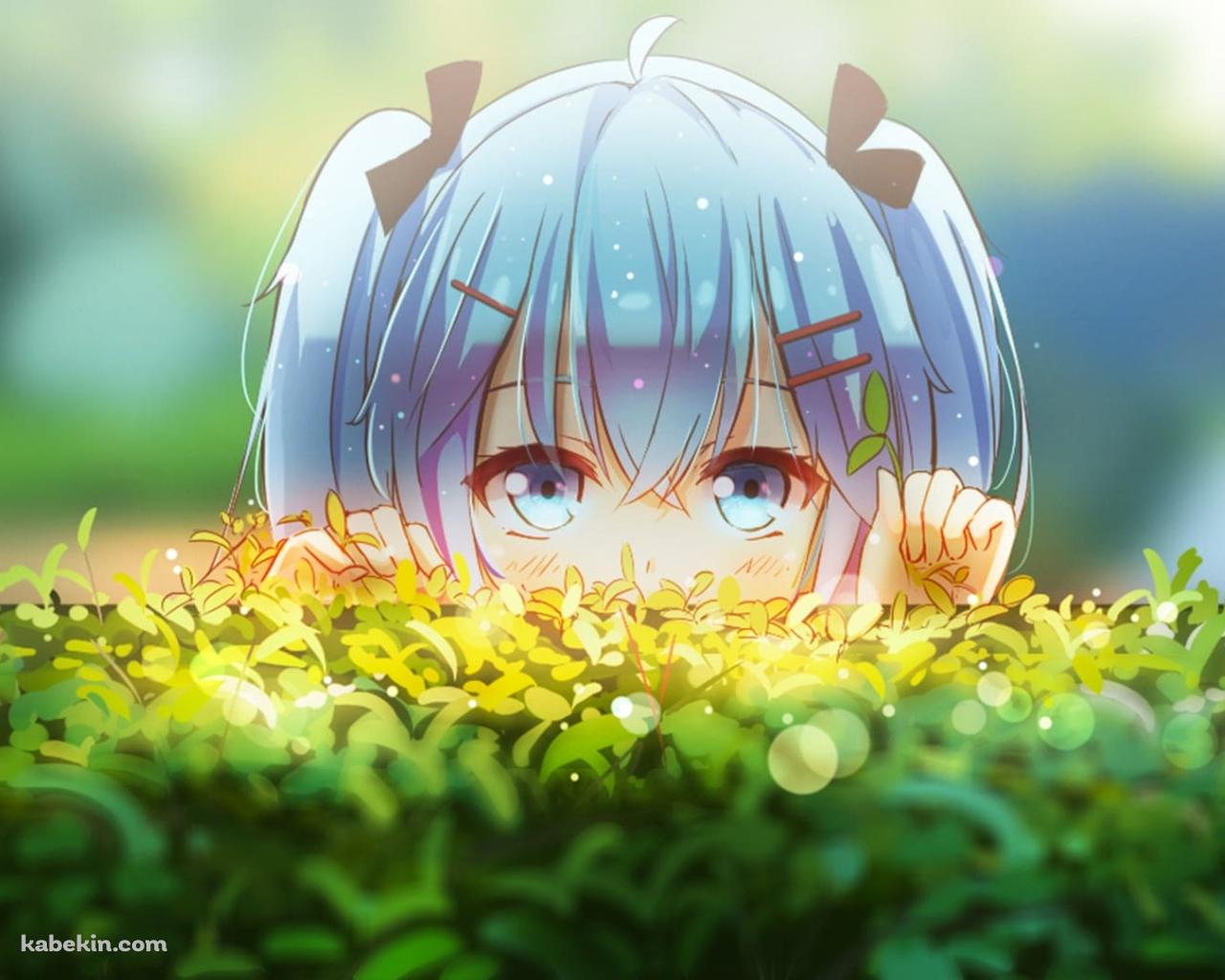 垣根から覗き込む初音ミク / ファンアートの壁紙(1280px x 1024px) 高画質 PC・デスクトップ用