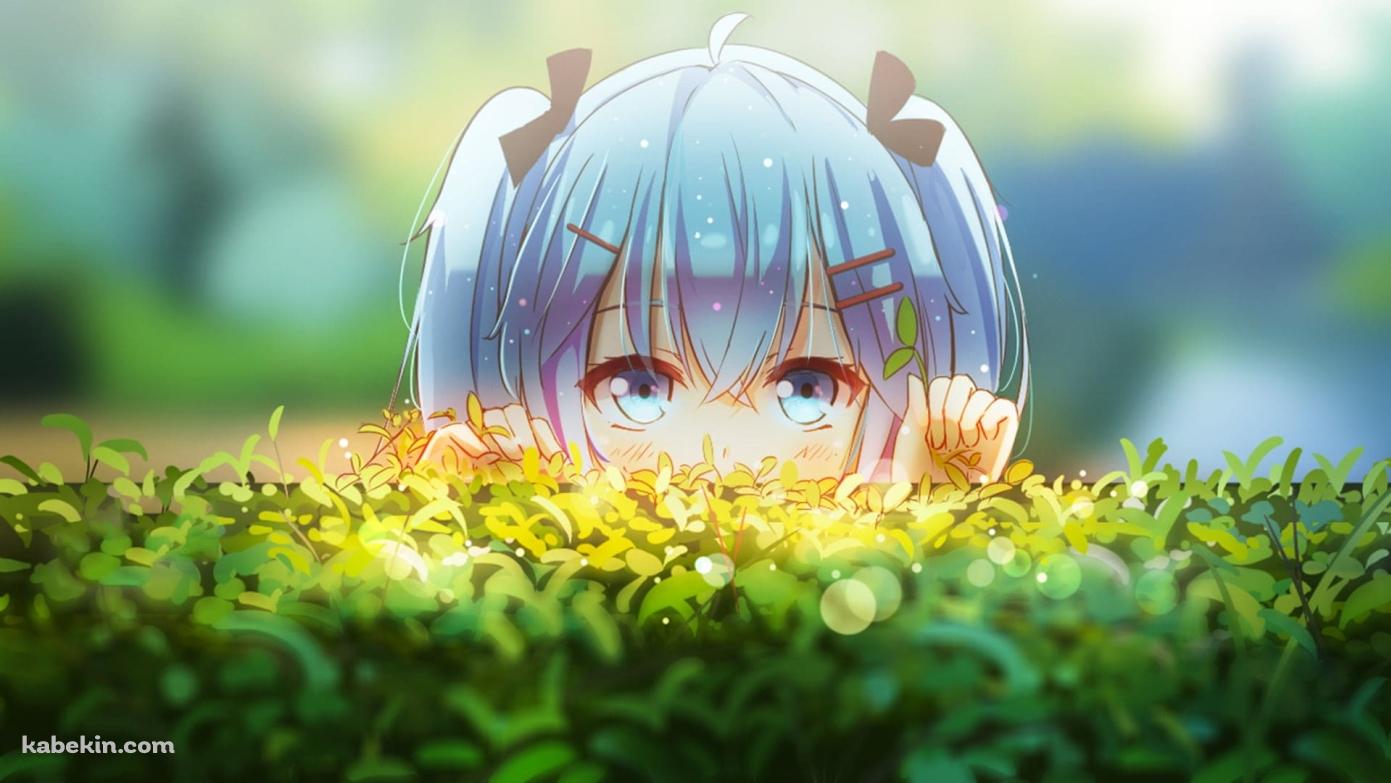 垣根から覗き込む初音ミク / ファンアートの壁紙(1391px x 783px) 高画質 PC・デスクトップ用