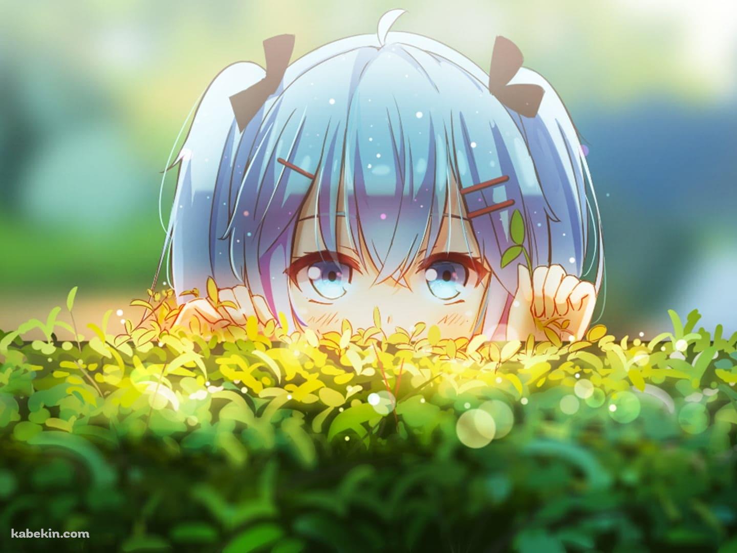 垣根から覗き込む初音ミク / ファンアートの壁紙(1440px x 1080px) 高画質 PC・デスクトップ用