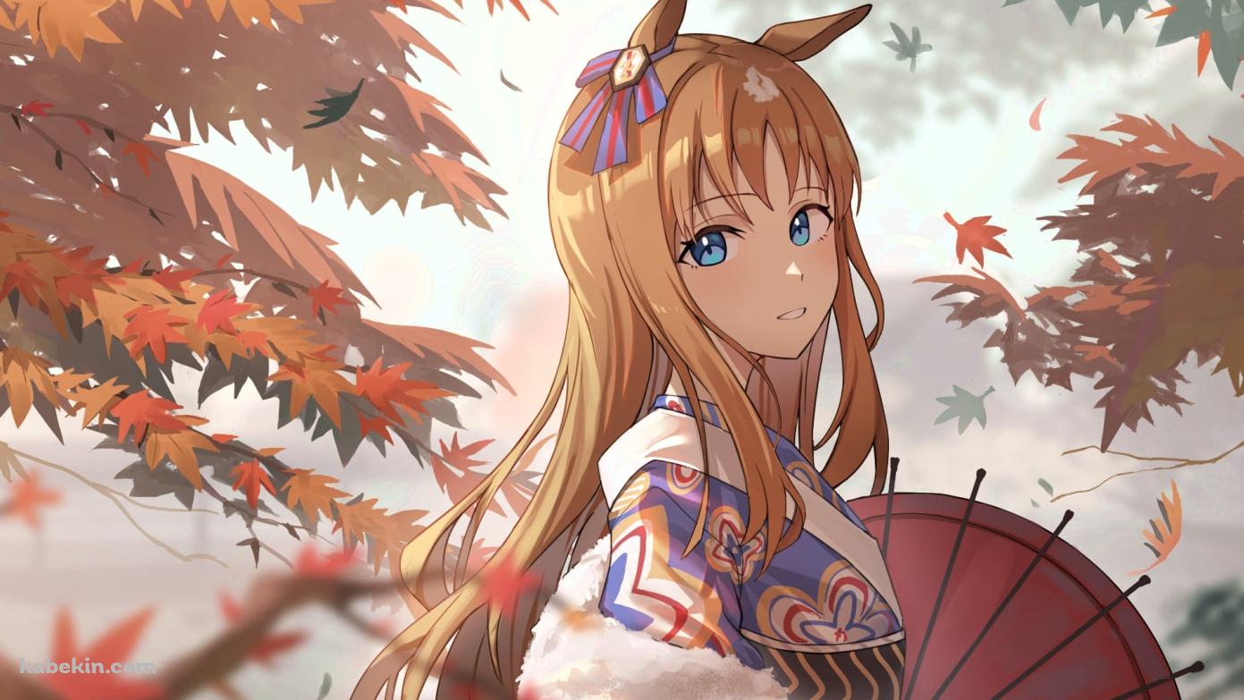 紅葉とグラスワンダー / Grass Wonder / ウマ娘 プリティーダービー / ファンアートの壁紙(1391px x 783px) 高画質 PC・デスクトップ用