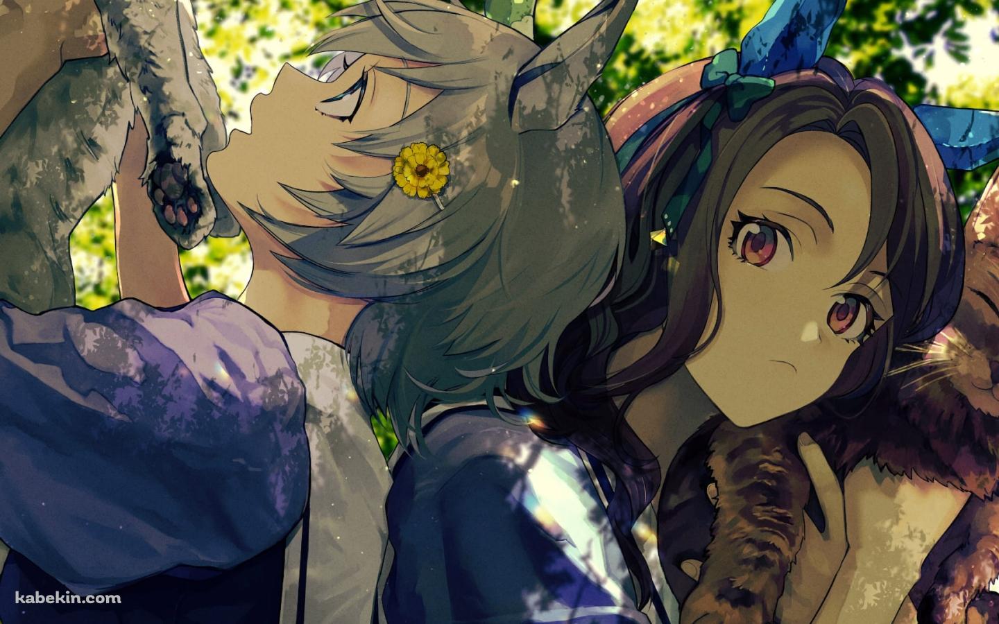 猫と戯れるセイウンスカイ / キングヘイロー / ファンアート / ウマ娘の壁紙(1440px x 900px) 高画質 PC・デスクトップ用