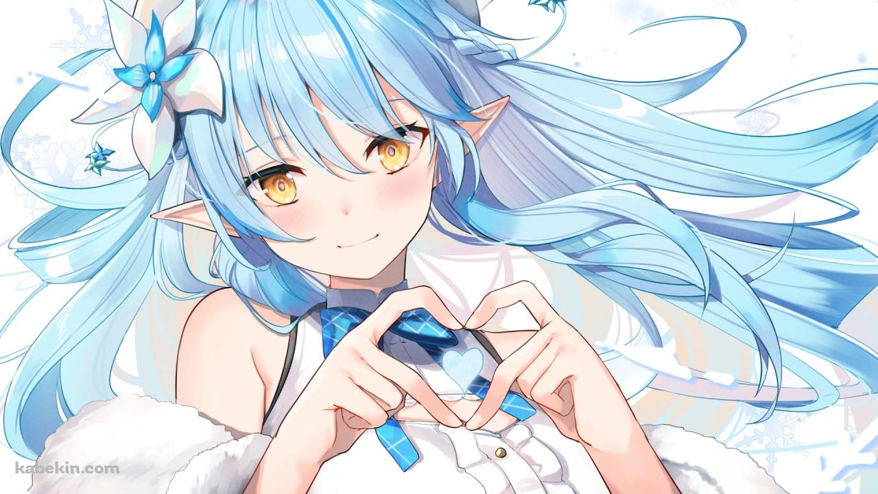 手でハートを作るかわいい雪花ラミィ / ホロライブ / バーチャルユーチューバー / ファンアートの壁紙(1280px x 720px) 高画質 PC・デスクトップ用