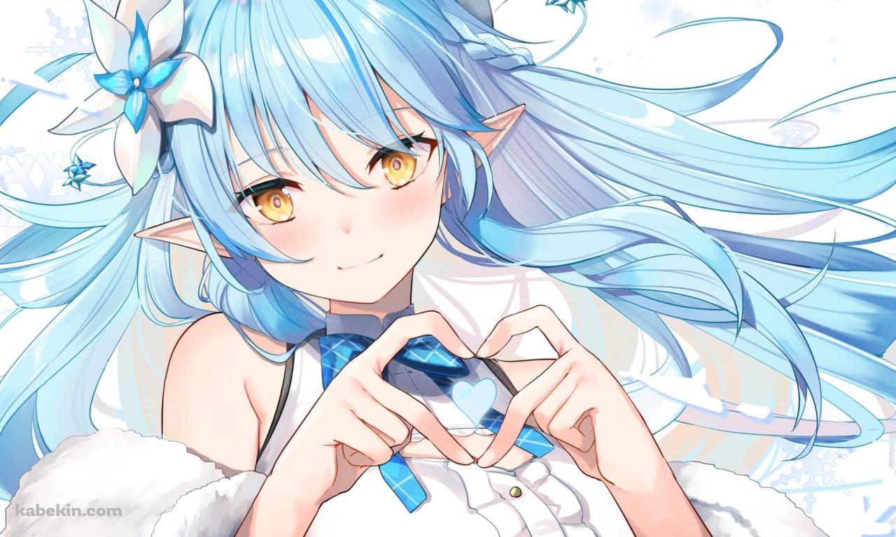 手でハートを作るかわいい雪花ラミィ / ホロライブ / バーチャルユーチューバー / ファンアートの壁紙(1280px x 768px) 高画質 PC・デスクトップ用