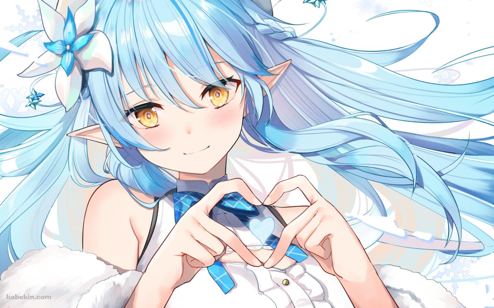 手でハートを作るかわいい雪花ラミィ / ホロライブ / バーチャルユーチューバー / ファンアートの壁紙(1680px x 1050px) 高画質 PC・デスクトップ用