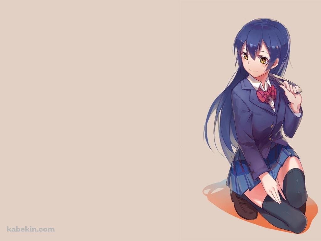 座っているセーラー服を着た園田 海未 / ラブライブ！ / ファンアートの壁紙(1024px x 768px) 高画質 PC・デスクトップ用