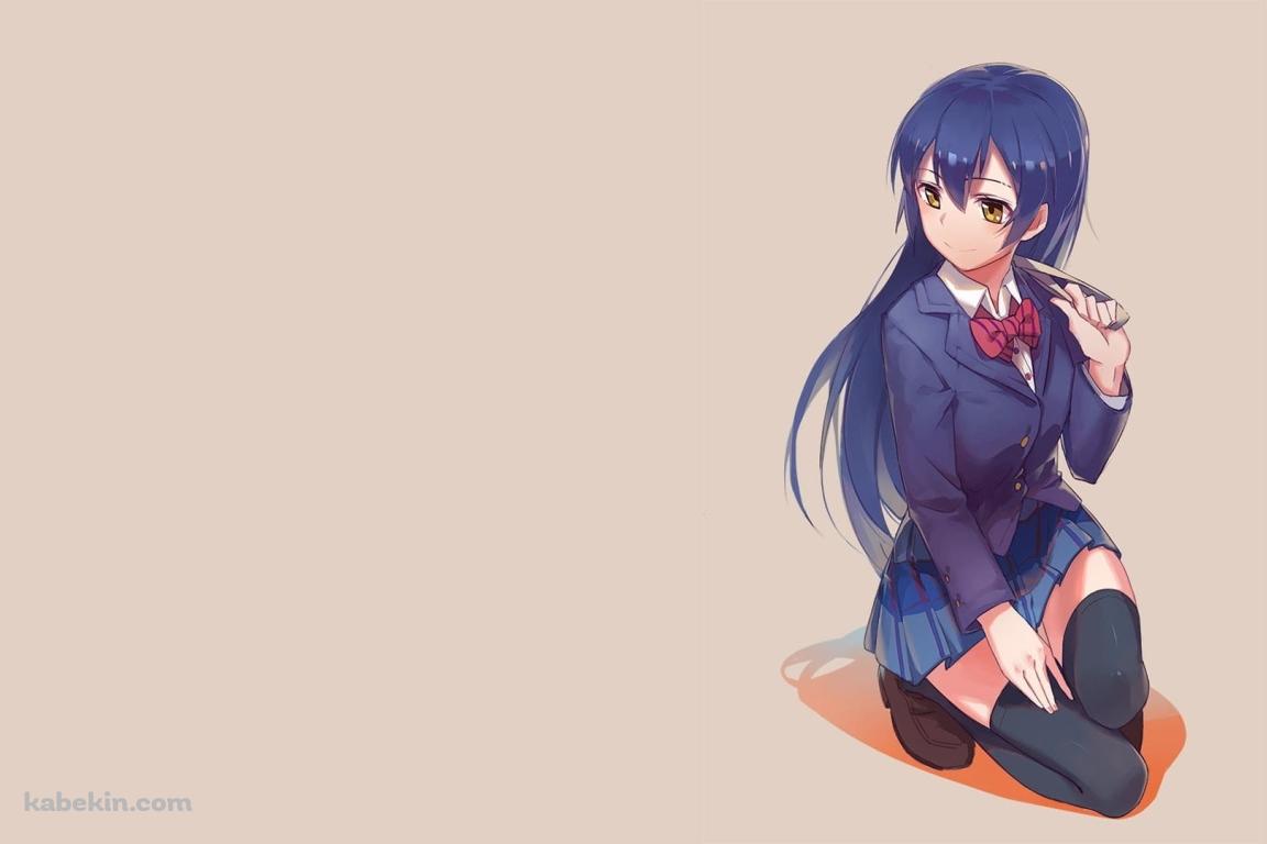 座っているセーラー服を着た園田 海未 / ラブライブ！ / ファンアートの壁紙(1152px x 768px) 高画質 PC・デスクトップ用