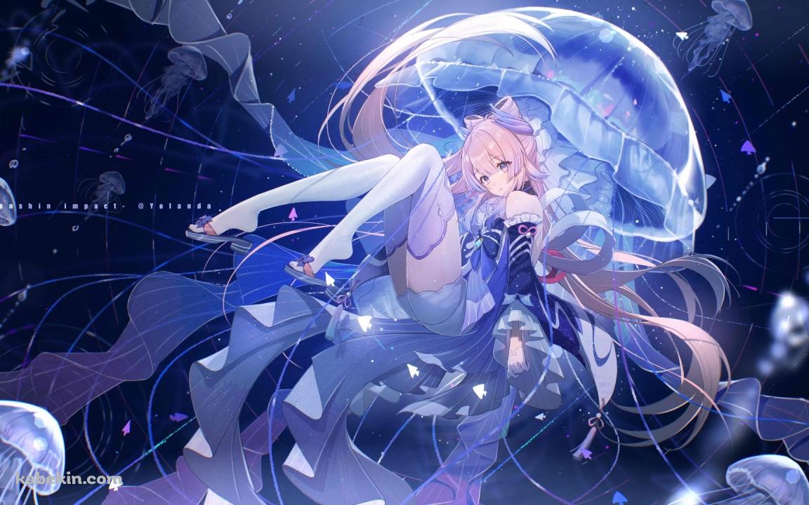 綺麗な珊瑚宮心海 / Sangonomiya Kokomi / 原神の壁紙(1152px x 720px) 高画質 PC・デスクトップ用
