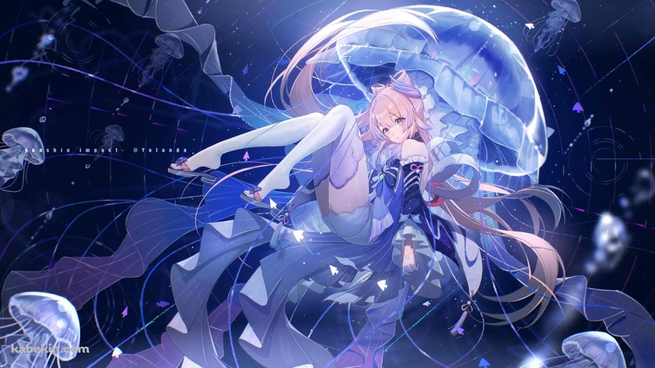 綺麗な珊瑚宮心海 / Sangonomiya Kokomi / 原神の壁紙(1280px x 720px) 高画質 PC・デスクトップ用