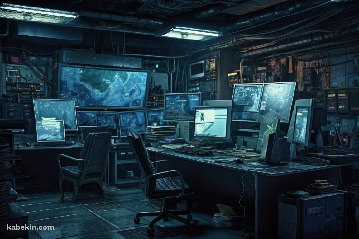 監視するコンピュータールーム / サイバーパンク / セキュリティの壁紙(1152px x 768px) 高画質 PC・デスクトップ用