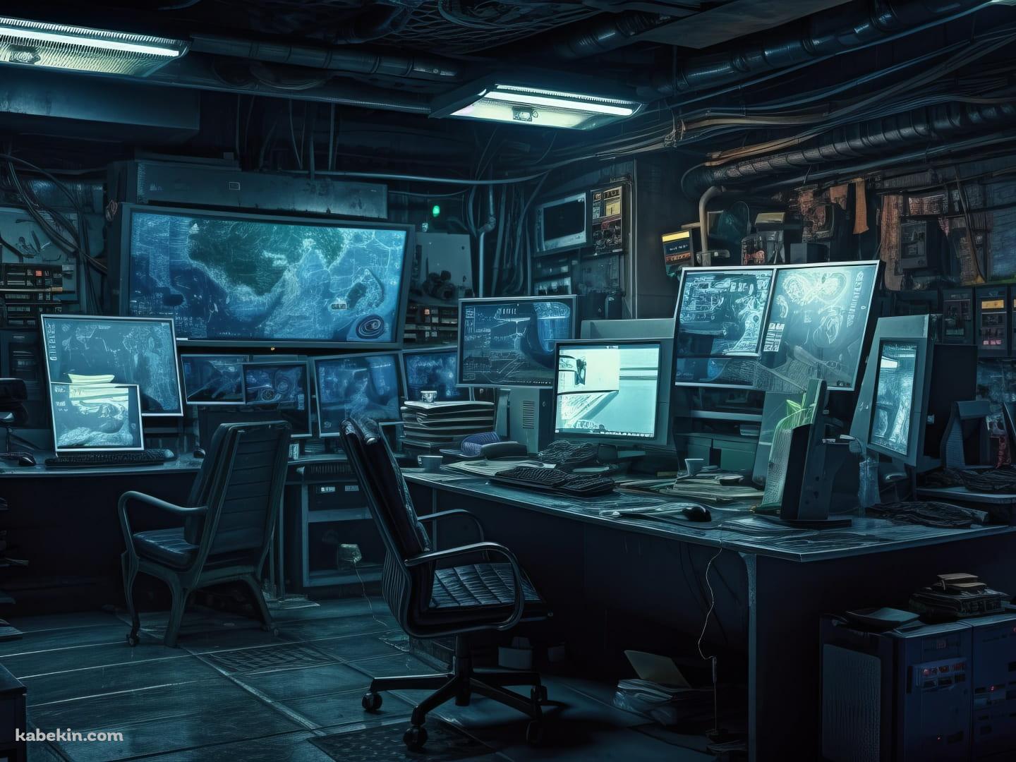 監視するコンピュータールーム / サイバーパンク / セキュリティの壁紙(1440px x 1080px) 高画質 PC・デスクトップ用