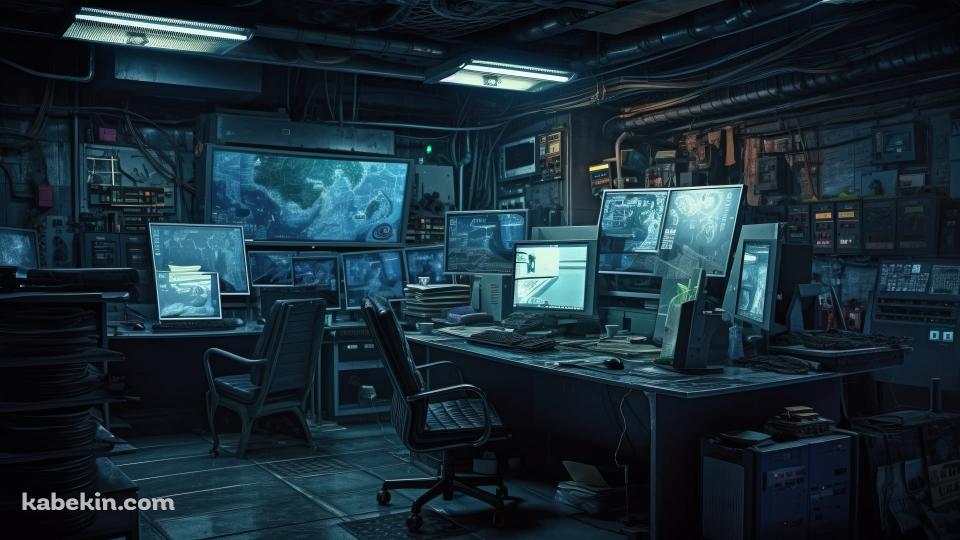 監視するコンピュータールーム / サイバーパンク / セキュリティの壁紙(960px x 540px) 高画質 PC・デスクトップ用