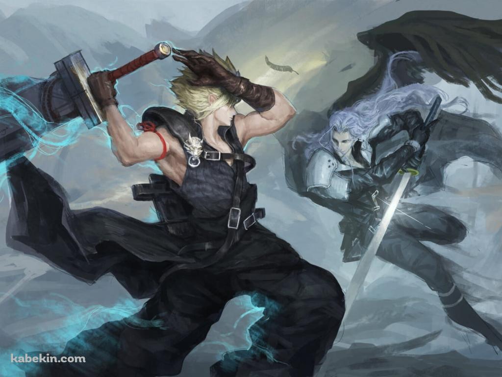 クラウド VS セフィロス / FF7 / ファイナルファンタジーVII / イラスト / ファンアートの壁紙(1024px x 768px) 高画質 PC・デスクトップ用
