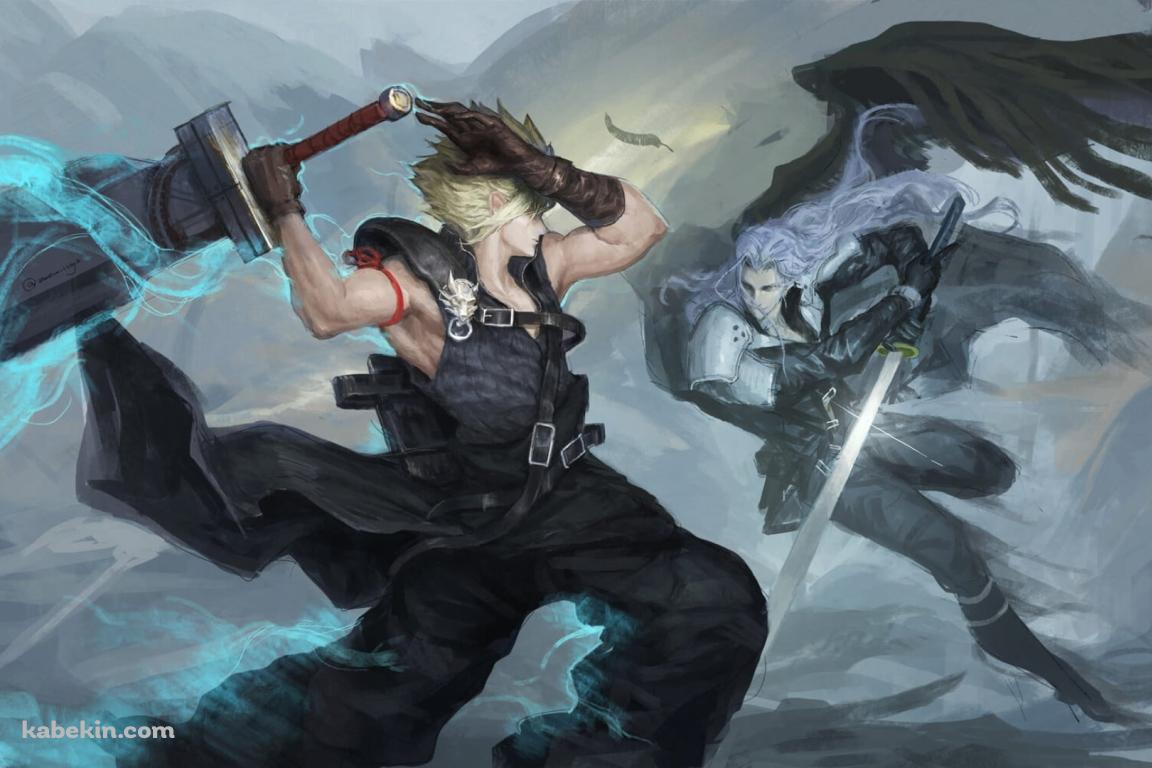 クラウド VS セフィロス / FF7 / ファイナルファンタジーVII / イラスト / ファンアートの壁紙(1152px x 768px) 高画質 PC・デスクトップ用