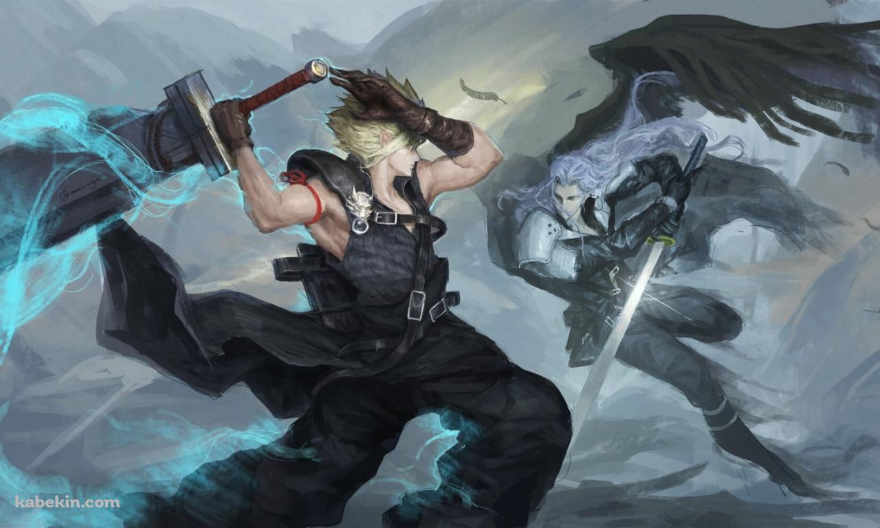 クラウド VS セフィロス / FF7 / ファイナルファンタジーVII / イラスト / ファンアートの壁紙(1280px x 768px) 高画質 PC・デスクトップ用