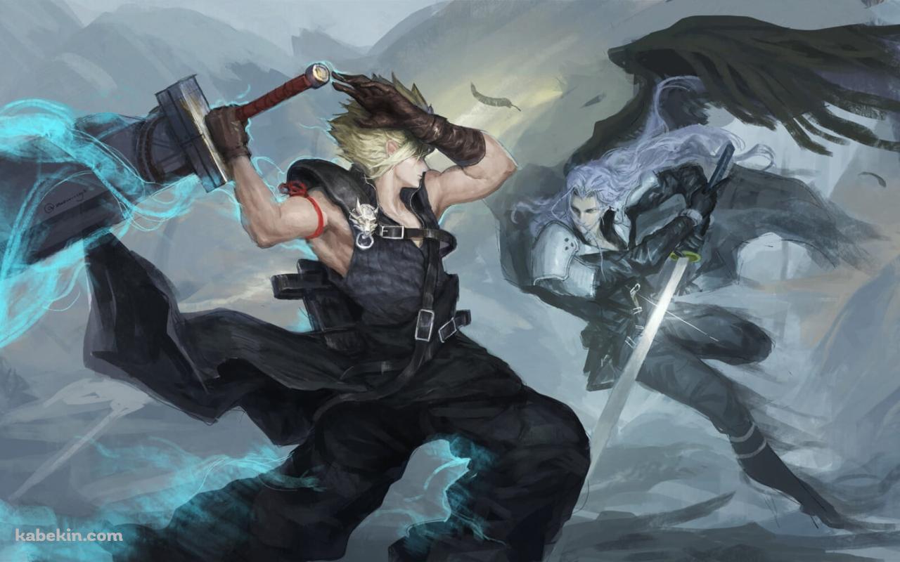 クラウド VS セフィロス / FF7 / ファイナルファンタジーVII / イラスト / ファンアートの壁紙(1280px x 800px) 高画質 PC・デスクトップ用
