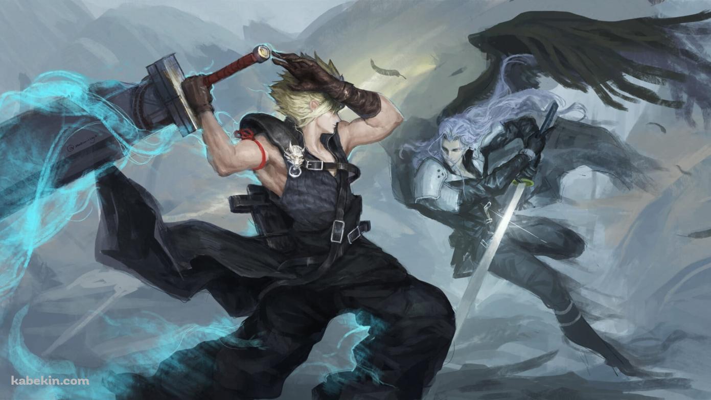 クラウド VS セフィロス / FF7 / ファイナルファンタジーVII / イラスト / ファンアートの壁紙(1391px x 783px) 高画質 PC・デスクトップ用