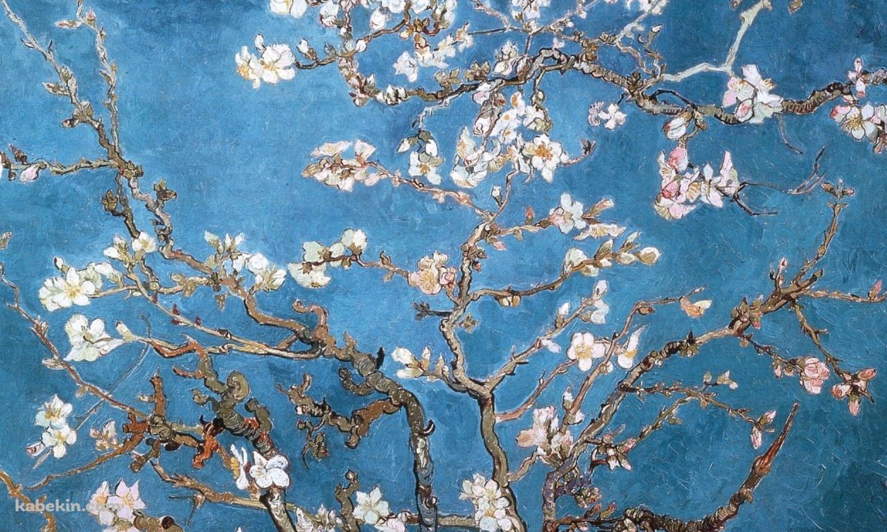 Vincent van gogh / ゴッホ / 花の絵 / 花咲くアーモンドの木の枝の壁紙(1280px x 768px) 高画質 PC・デスクトップ用