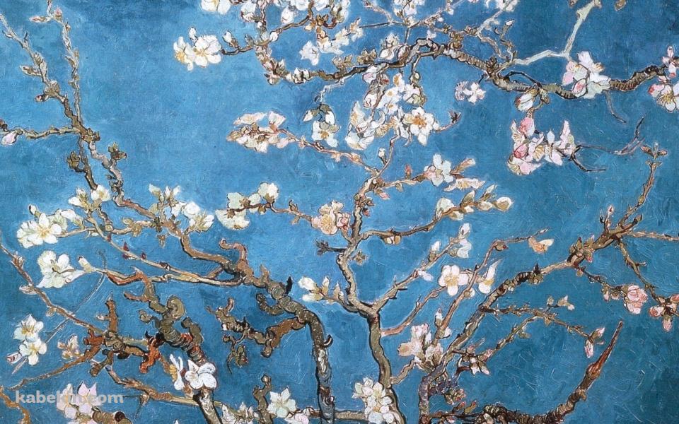 Vincent van gogh / ゴッホ / 花の絵 / 花咲くアーモンドの木の枝の壁紙(960px x 600px) 高画質 PC・デスクトップ用