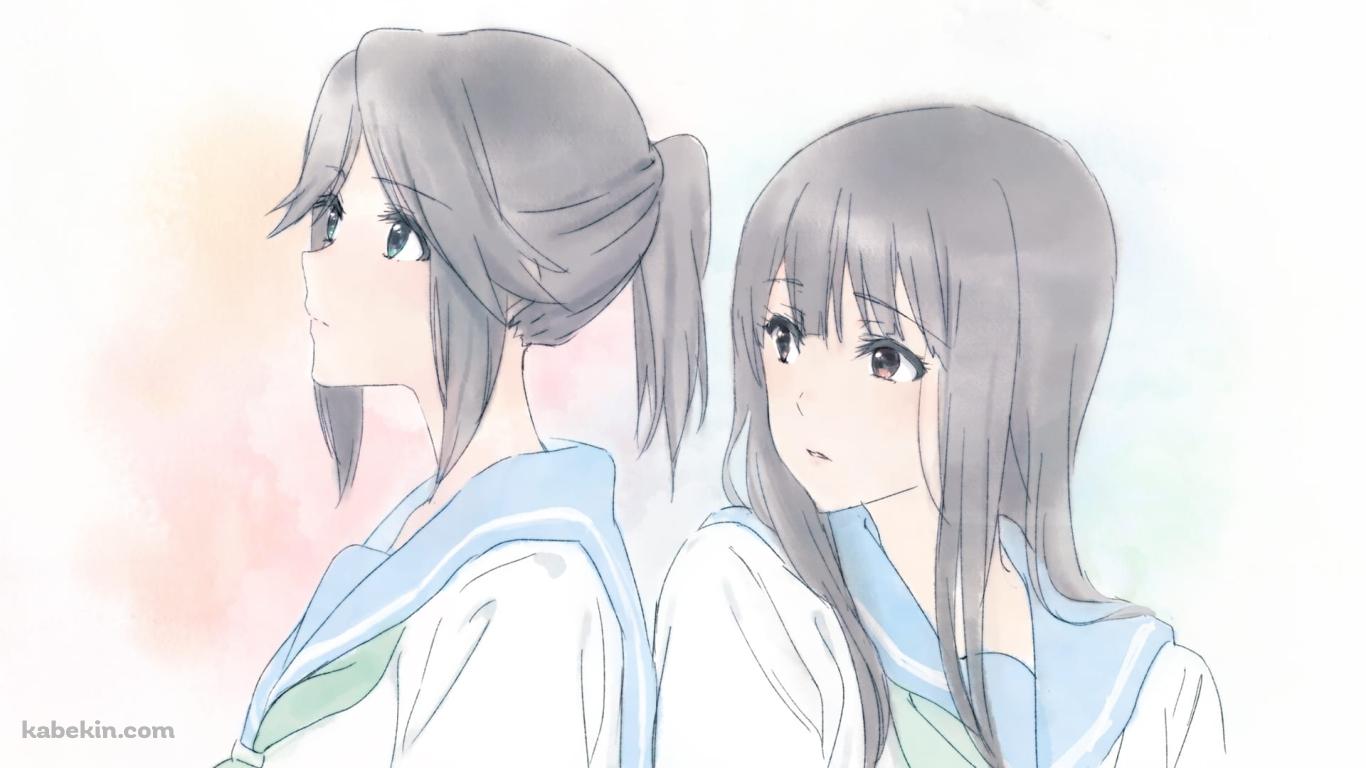 響け! ユーフォニアム / リズと青い鳥 / 傘木希美 / 鎧塚みぞれ / ファンアート / イラストの壁紙(1366px x 768px) 高画質 PC・デスクトップ用
