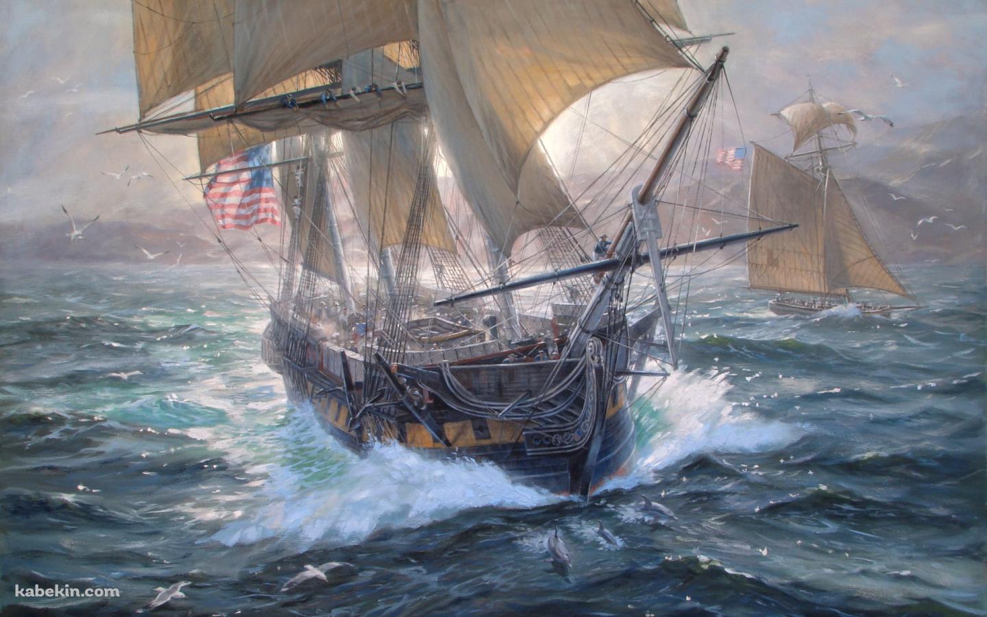 航海 / 船 / アメリカの国旗 / パトリック・オブライエンの壁紙(1440px x 900px) 高画質 PC・デスクトップ用