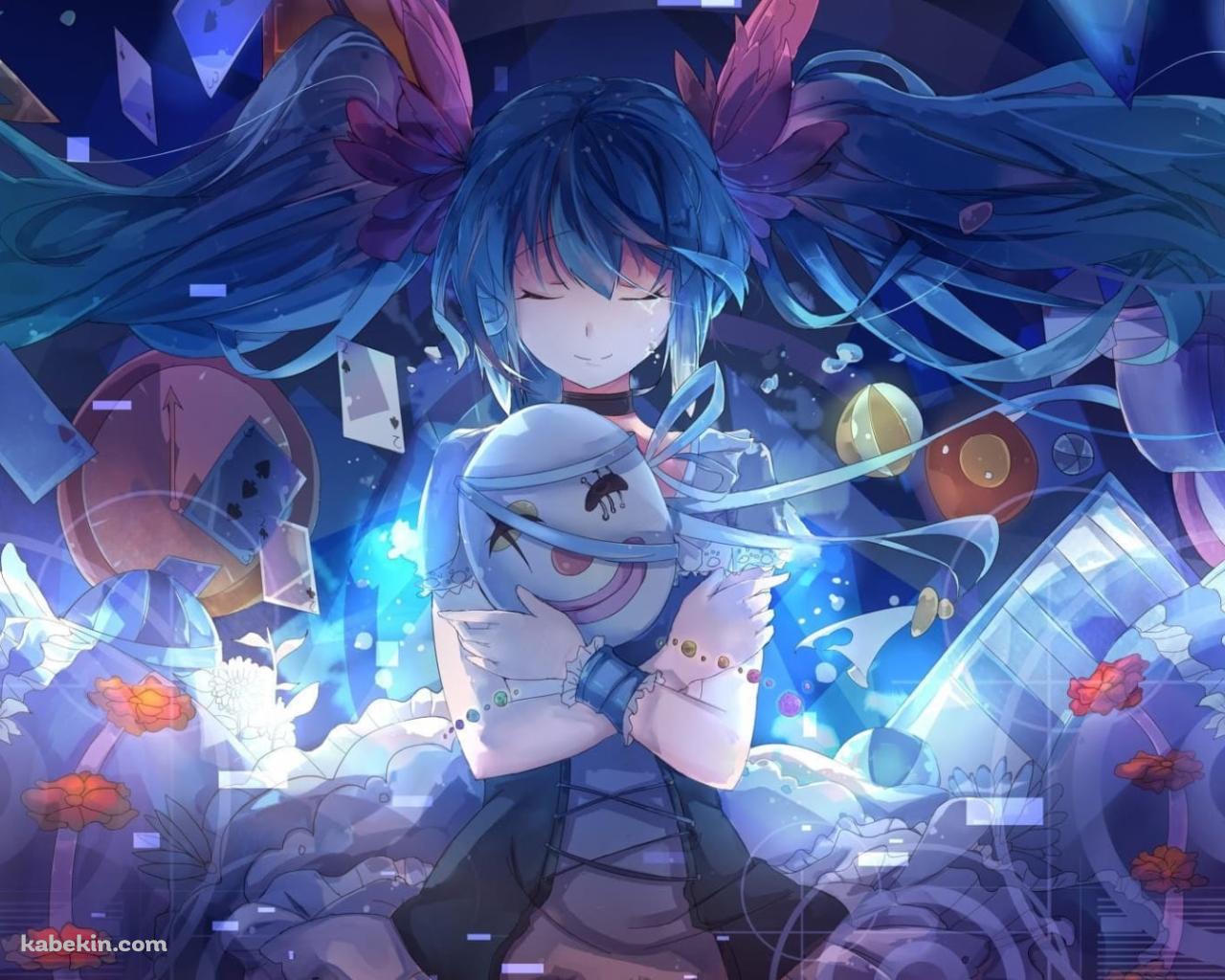 ピエロのお面を抱く初音ミク / ボカロ / ボーカロイド / 綺麗の壁紙(1280px x 1024px) 高画質 PC・デスクトップ用