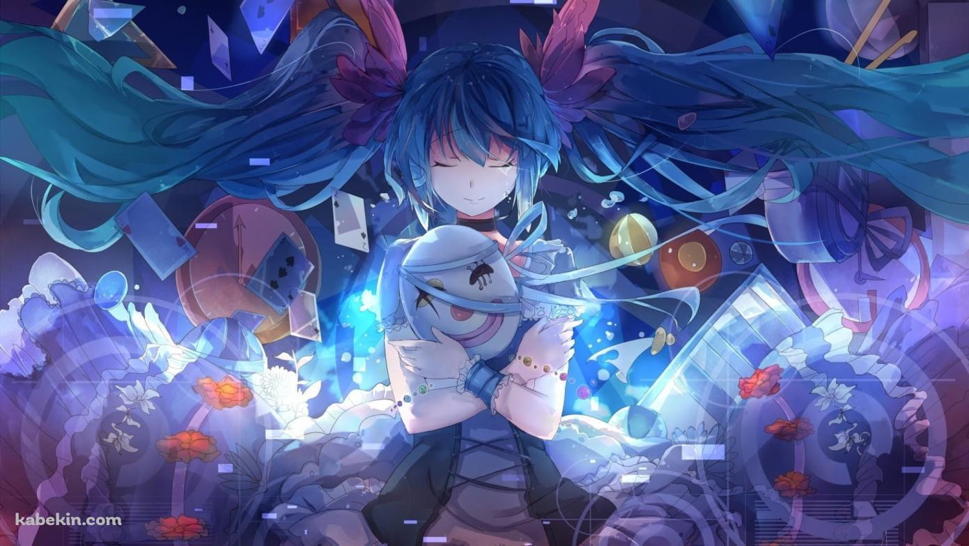 ピエロのお面を抱く初音ミク / ボカロ / ボーカロイド / 綺麗の壁紙(1391px x 783px) 高画質 PC・デスクトップ用