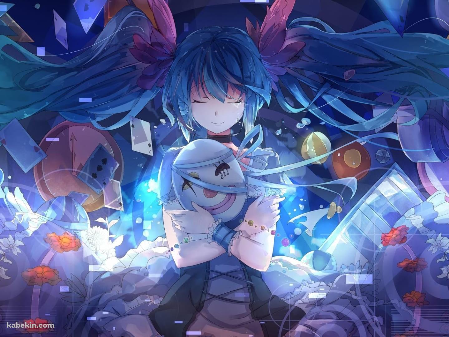 ピエロのお面を抱く初音ミク / ボカロ / ボーカロイド / 綺麗の壁紙(1440px x 1080px) 高画質 PC・デスクトップ用