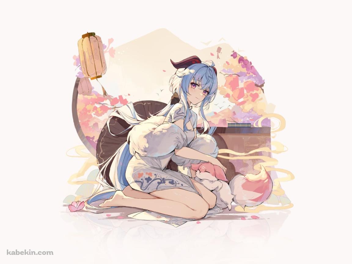 リラックスする綺麗なガンユウ / 原神 / ファンアート / イラストの壁紙(1152px x 864px) 高画質 PC・デスクトップ用