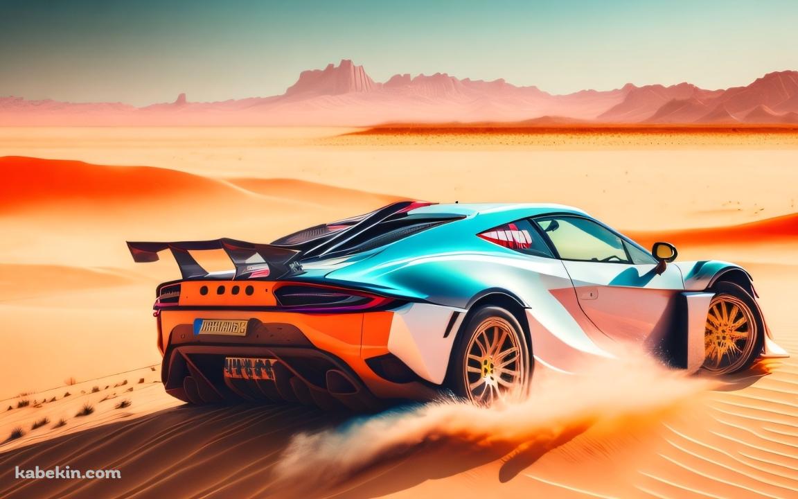 砂漠を爆走するかっこいいスーパーカー / ラリーの壁紙(1152px x 720px) 高画質 PC・デスクトップ用